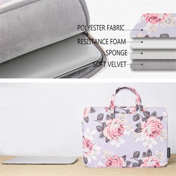CANVASARTISAN Datorfodral 15" Floral - Svart Svart