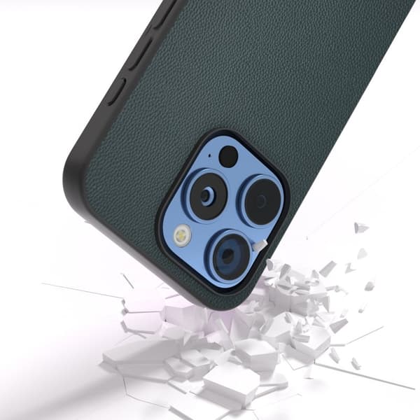 ABEEL Mobilskal till iPhone 16 Pro Max Anti-Drop Äkta Läder Grön