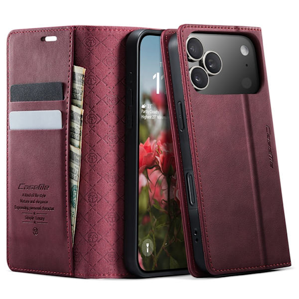 Caseme iPhone 17 Pro Plånboksfodral RFID-Skydd 033 - Röd Röd