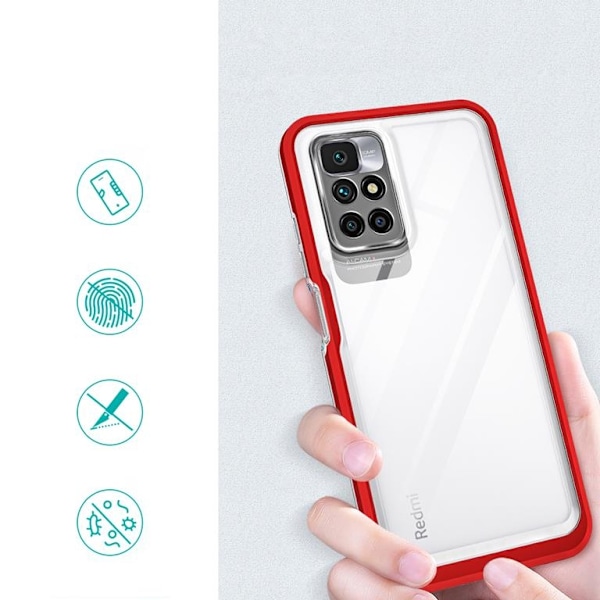 Xiaomi Redmi 10 4G (2021/2022) Skal Clear 3in1 - Röd