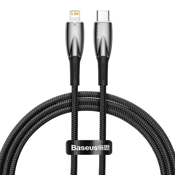 Baseus USB-C til Lightning kabel 1m Glimmer 20W - Sort