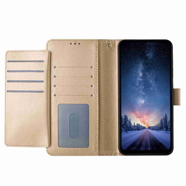 Samsung Galaxy S26 Pro Plånboksfodral Konstläder Folio Ställ - Guld
