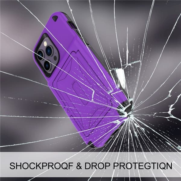 iPhone 14 Pro Cover Kortholder Mirror Kickstand - Lilla Lila