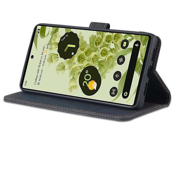 AZNS Google Pixel 6 Pro Plånboksfodral TPU+Konstläder - Svart