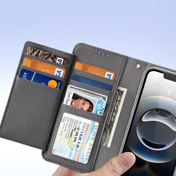 Dux Ducis iPhone 16e Plånboksfodral Lawa Läder - Grå Grå