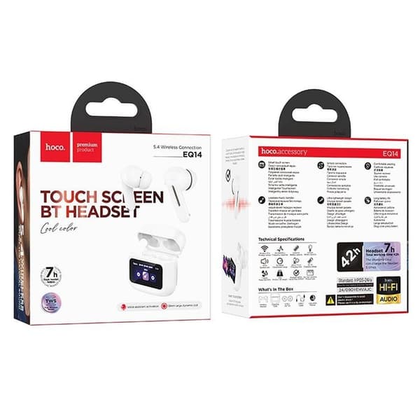 Hoco TWS In-Ear Høretelefoner Trådløs med Touch Screen EQ14 - Hvid Vit
