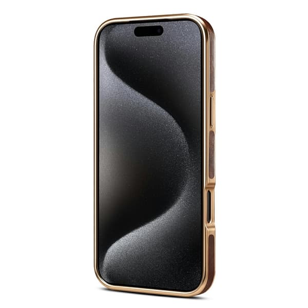DENIOR Mobilskal till iPhone 17 Pro Äkta Läder Electroplating - Brun Brun