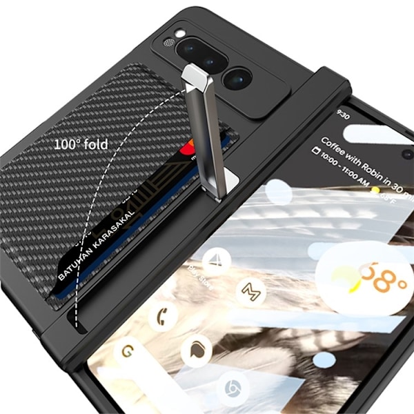 Google Pixel Fold Mobilskal Korthållare Kickstand - Carbon Svart