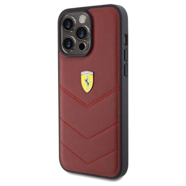 Ferrari iPhone 15 Pro Max mobilcover Lædersyede linjer