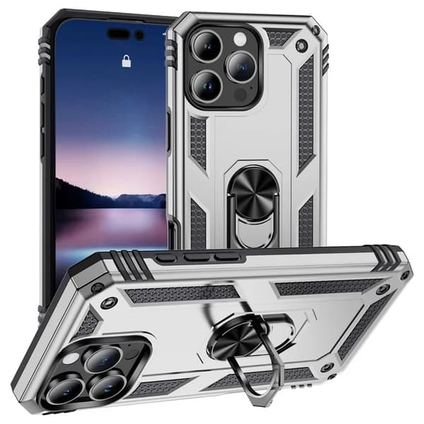 Mobilskal till iPhone 16 Pro Max Anti-drop med Kickstand - Silver Silver