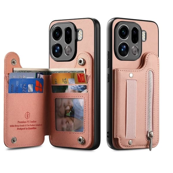 Oppo Find X9 Pro 5G Plånboksfodral Konstläder RFID Skydd - Rosa