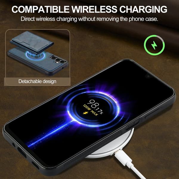 LC.IMEEKE Mobilskal för Samsung Galaxy S26 Plus Magnetiskt Konstläder - Blå