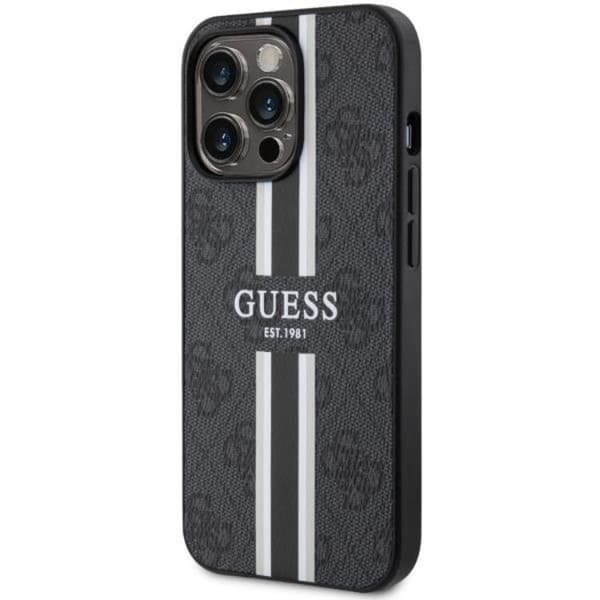 Guess iPhone 13 Pro/13 Mobilskal MagSafe 4G Printed Stripes - Sort Black