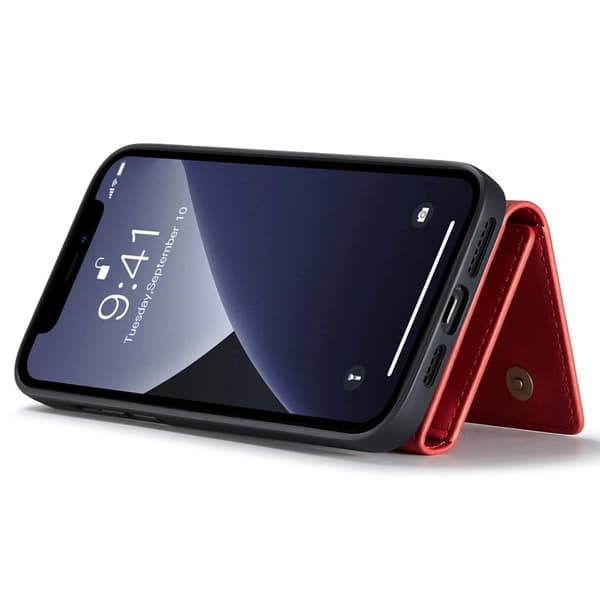 DG.MING M1 Series Mobilskal till iPhone 14 Pro 2-i-1 Plånboksfodral Röd