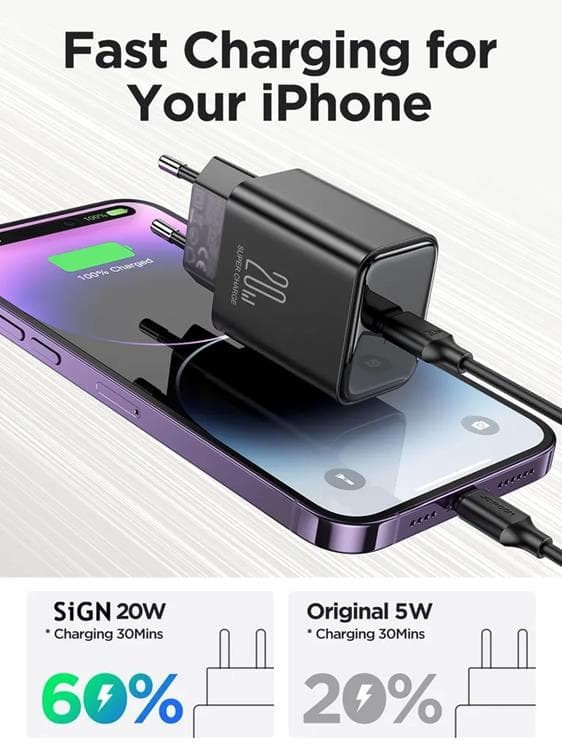 SiGN USB-C Laddare PD 20W - Svart