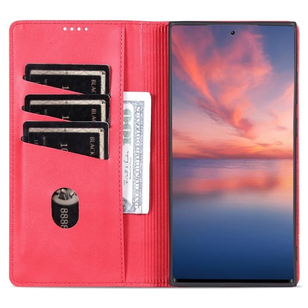 AZNS Samsung Galaxy S24 Ultra Plånboksfodral Konstläder - Rosa