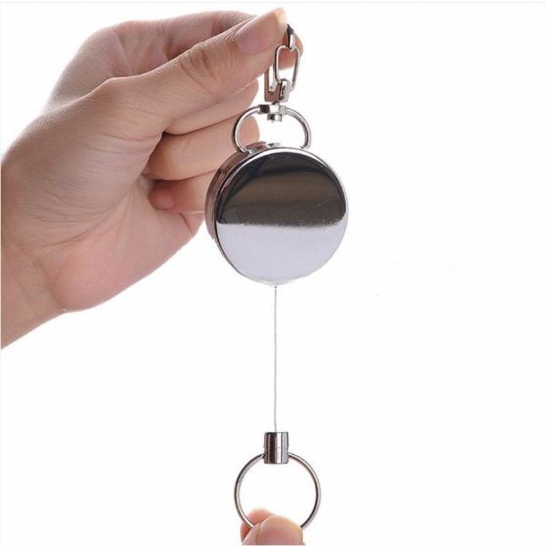 Udtrækkelig nøglering med yo-yo funktion - Sølv