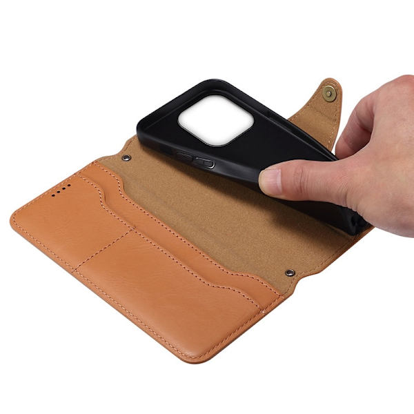 DENIOR iPhone 16 Pro Plånboksfodral Konstläder Svart