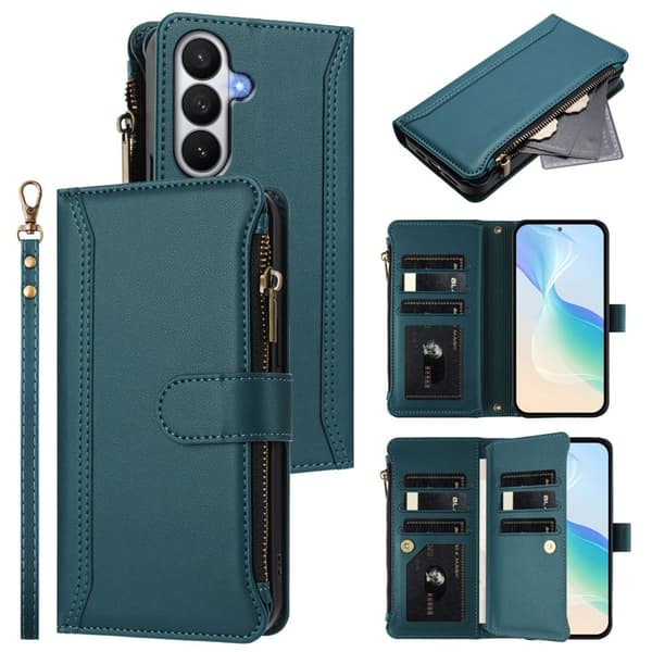 Samsung Galaxy S26 / S26 Pro Plånboksfodral Konstläder 9 Kortfack - Grön