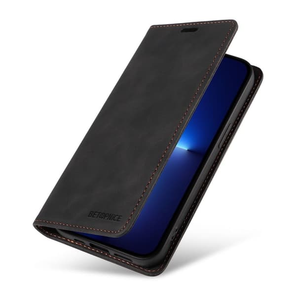 BETOPNICE 003 iPhone 12 Pro Max Plånboksfodral Konstläder - Svart