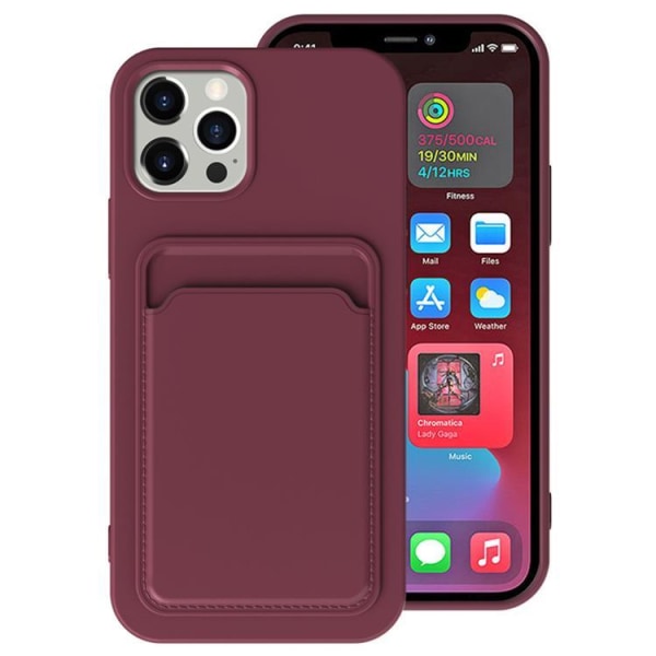 iPhone 15 Plus Mobilcover Kortholder Silikon - Plum