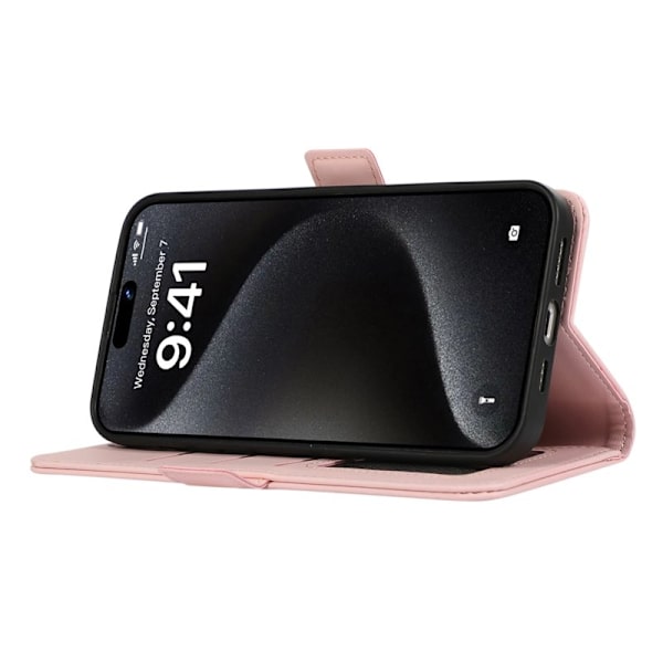 ABEEL Mobilskal till iPhone 16 Plus KonstLäder RFID-Skydd- Rosa