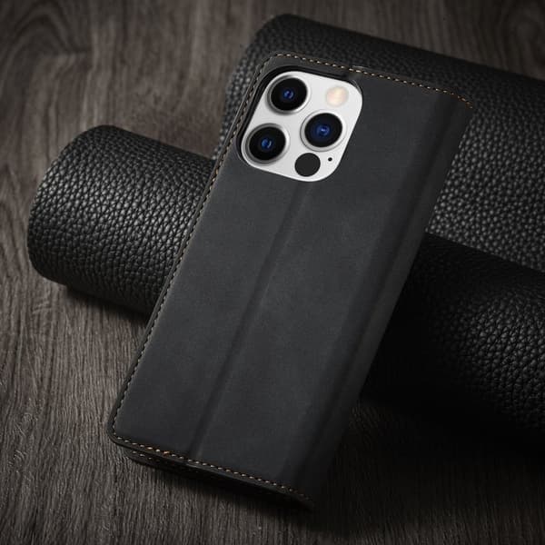 FORWENW iPhone 14 Pro Max Plånboksfodral Konstläder - Svart