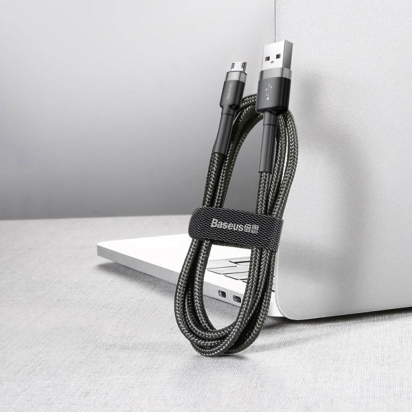 BASEUS Cafule kabel USB / micro USB QC3.0 2.4A 1M sort-grå Black