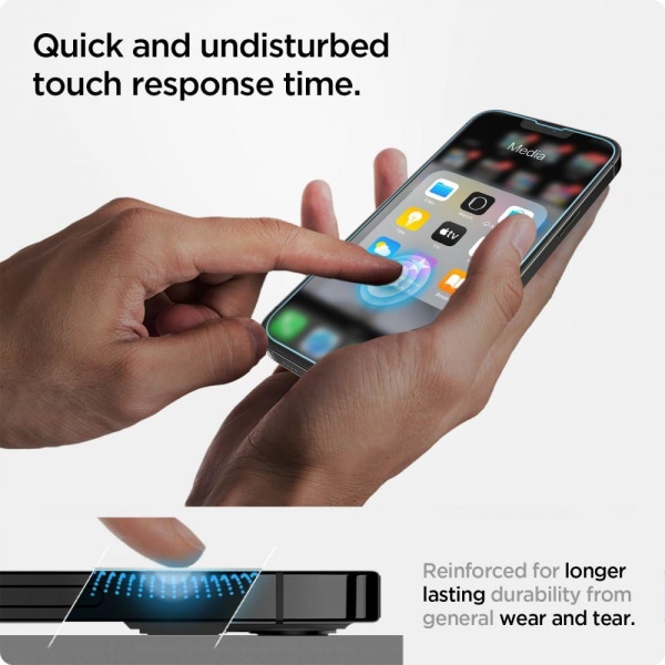 Spigen EZ Fit iPhone 14/13 Pro/13 karkaistu lasi näytönsuoja (2 kpl