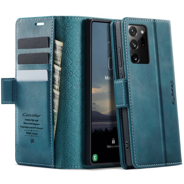 CASEME 033 Series Samsung Galaxy Note20 Ultra Konstläder Plånboksfodral Blå