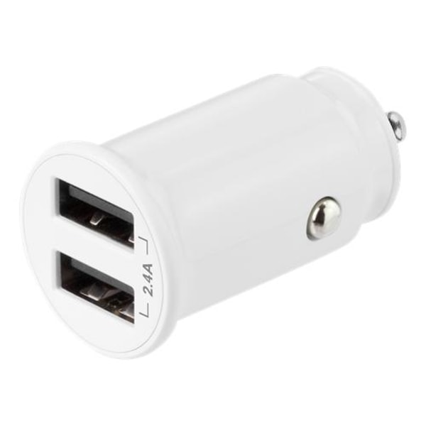 DELTACO USB-biloplader, to USB-A-porte, 2,4 A, 12 W