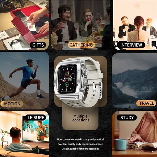 SHELLBOX Apple Watch 45mm Armband Silikon Metal - Vit Vit