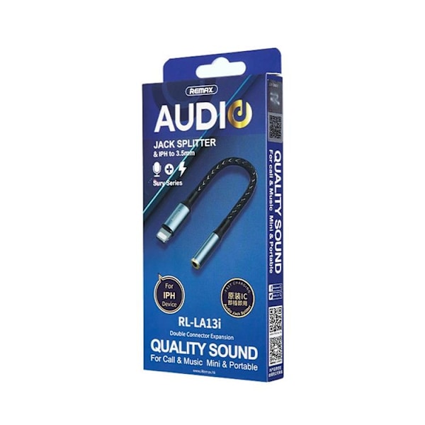REMAX Sury adapter Lightning  Mini Jack 3.5mm 0.13m - Grafit