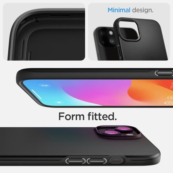 Spigen iPhone 15 Plus -kuori Thin Fit - Musta Svart