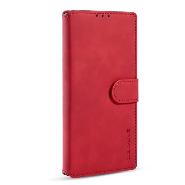 DG.MING Retro KonstläderPlånboksfodral Samsung Galaxy Note20 Ultra Röd