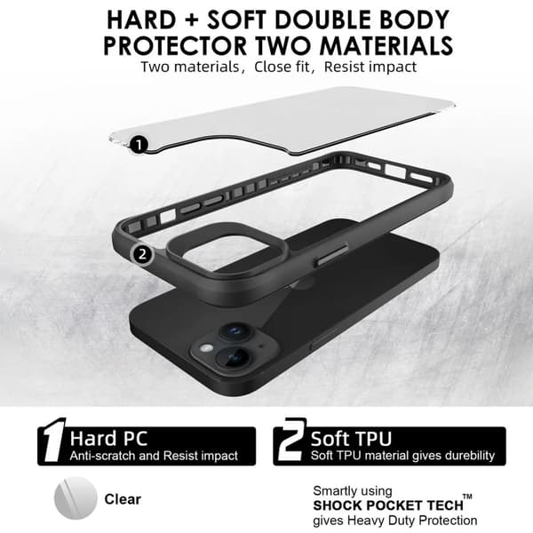 iPhone 15 Mobilskal Stødsikkert - Sort Black