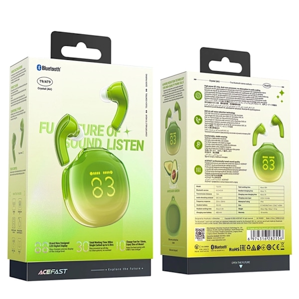 Acefast T9 Bluetooth 5.3 In-Ear Trådlösa Hörlurar - Grön