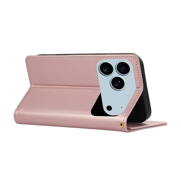 iPhone 17 Pro Max Plånboksfodral RFID Rhombus Läder - Roséguld Roséguld
