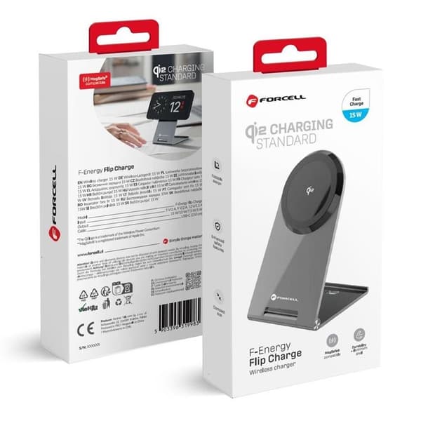 Forcell Qi2 15W MagSafe Trådløs Oplader Flip - Sølv Silver