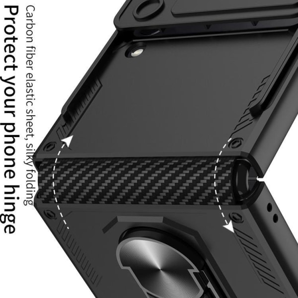 GKK Galaxy Z Flip 4 Skal Ringhållare Armor Kickstand - Svart