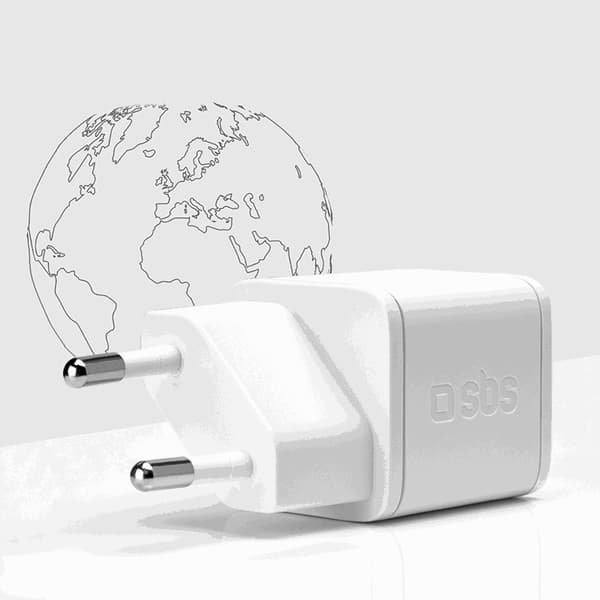 SBS Snabbladdare 20W GaN Power Delivery - Vit Vit