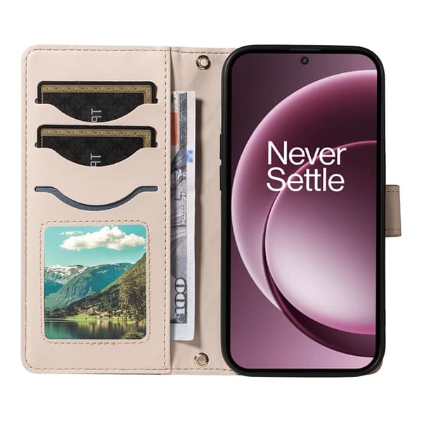 OnePlus 15 5G Plånboksfodral Rhombus Konstläder Beige