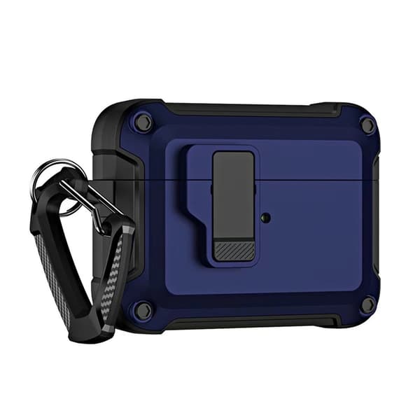 Airpods 4 Case Armor med karabinhage - Blå Blå