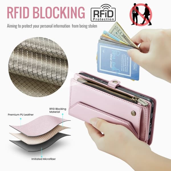 CASEME Plånboksfodral Konstläder för Samsung Galaxy A32/M32 5G - Rosa
