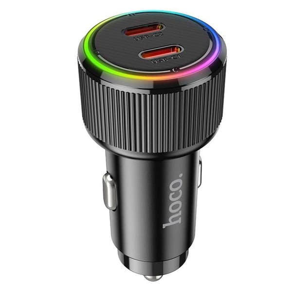 Hoco Biloplader 2xUSB-C 50W NZ14B - Sort Black