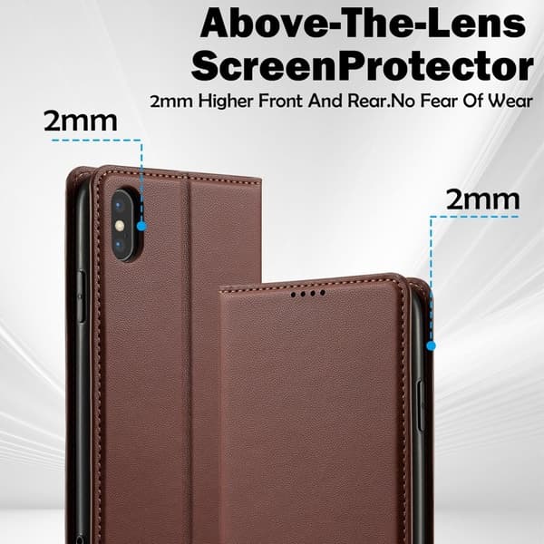 LC.IMEEKE L1 Series iPhone XS / X Plånboksfodral Konstläder - Brun