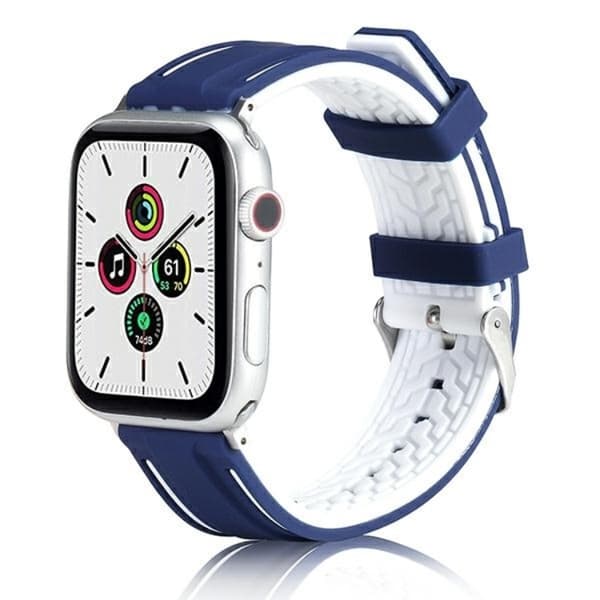 Beline Apple Watch (42/44/45/49mm) Armband Solid Silikon - Marinblå/Vit