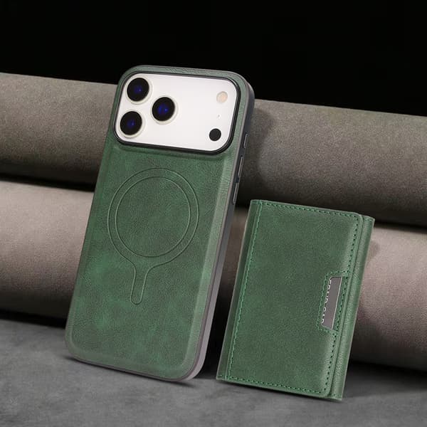 Mobilskal till iPhone 17 Pro Max MagSafe Kickstand Tri-fold Korthållare Grön