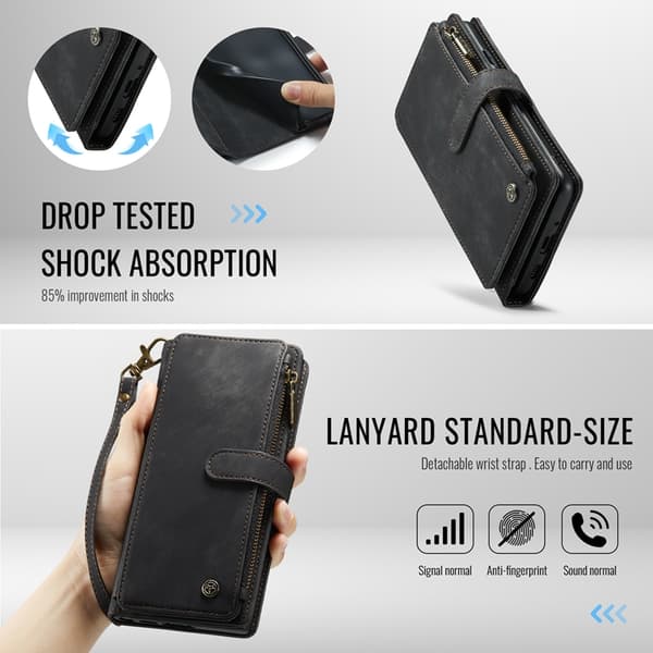 CASEME Google Pixel 10 Pro/10 Konstläder Plånboksfodral Zipper C30 - Svart Svart