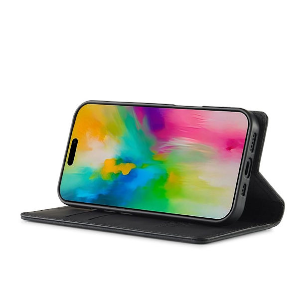 LC.IMEEKE iPhone 16 Plus Plånboksfodral Konstläder- Svart